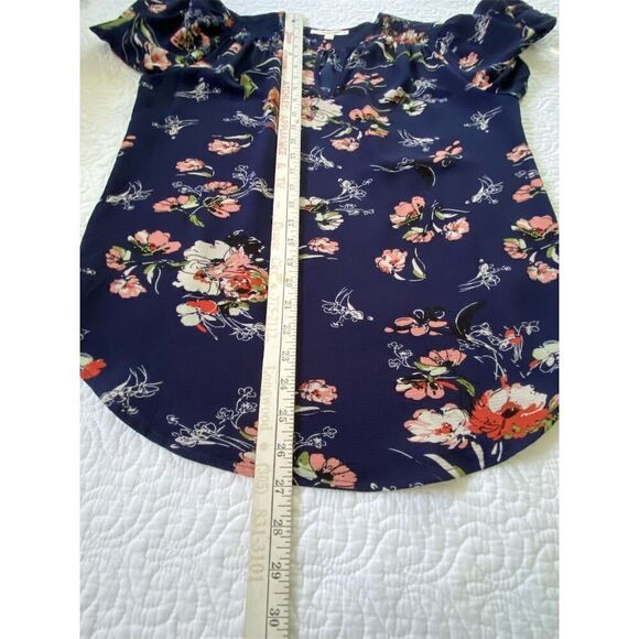 Fun2Fun Navy Blue Floral Print V-Neck Blouse Top Size Small NWOT - Picture 14 of 14